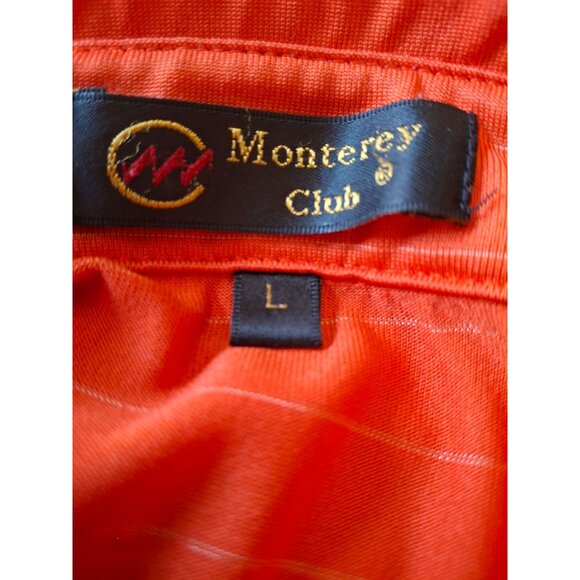Monterey Club Mens Golf Polo Shirt L Red Striped Cleghorn Plantation - Picture 9 of 9